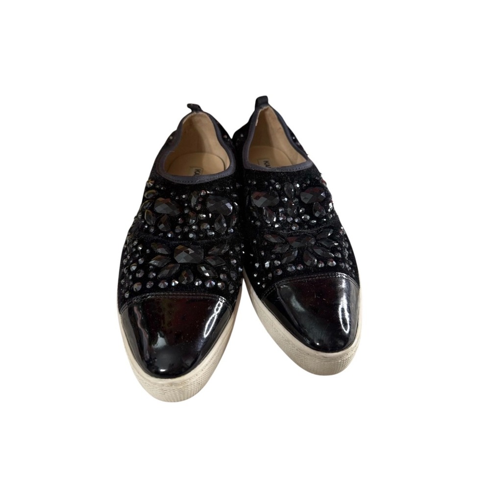 Karl Lagerfeld Paris Womens Black Velvet Gemstone Embellished Sneakers Size 6M